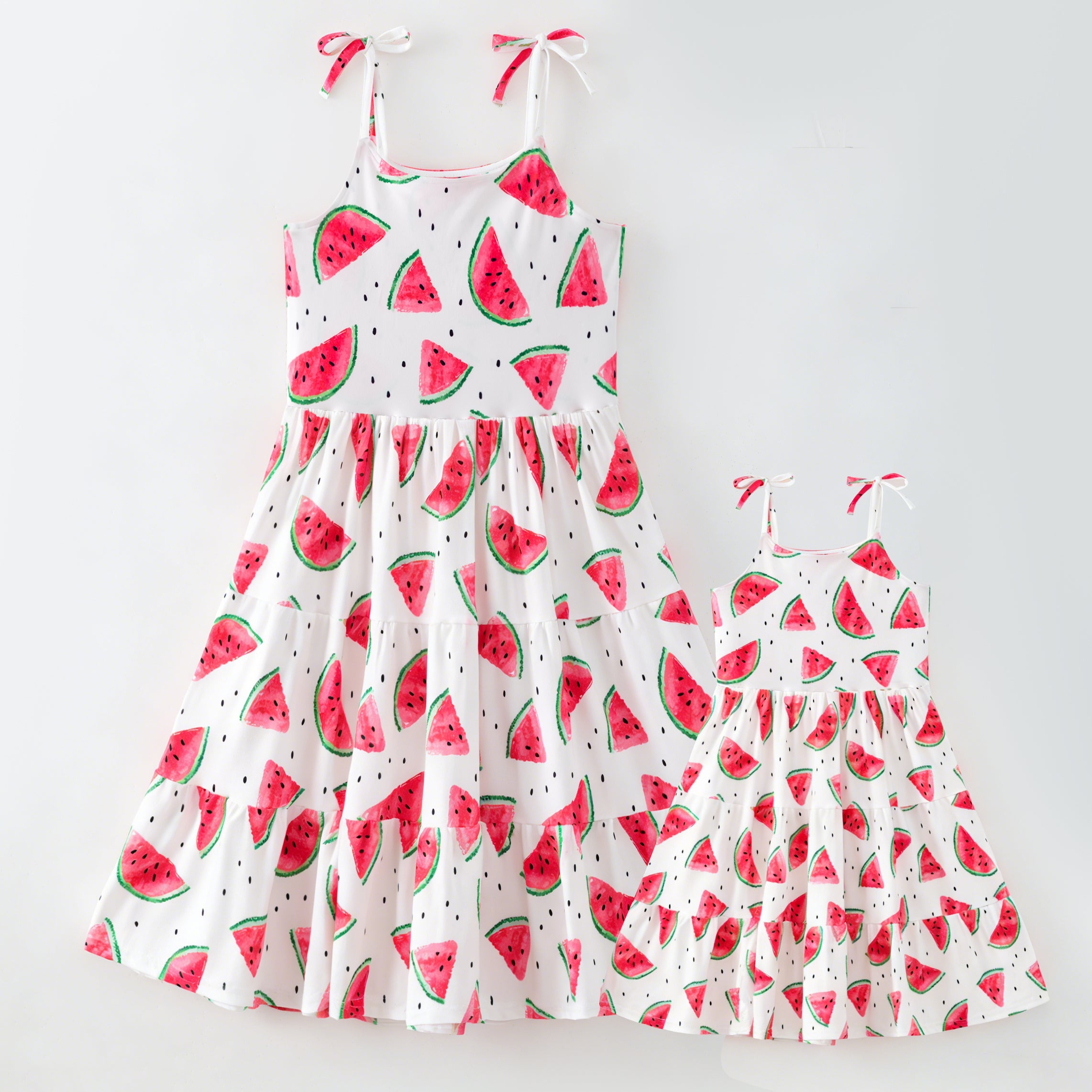 （Pre Order,Prepack Zone）Family Summer Watermelon Print Slip Dress