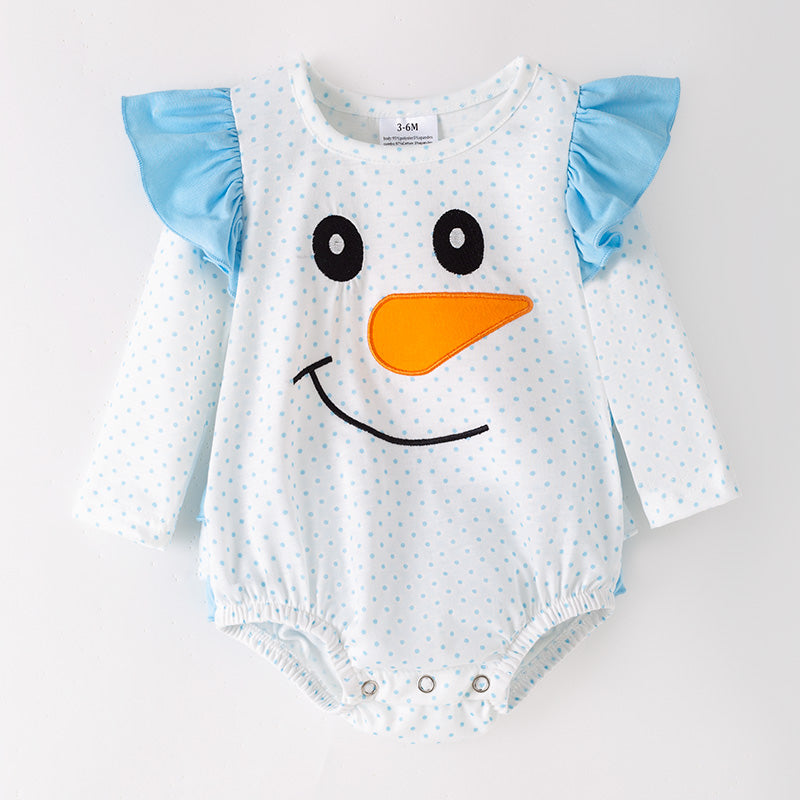 （In Stock）Toddler Girls Christmas Snowman Applique Romper