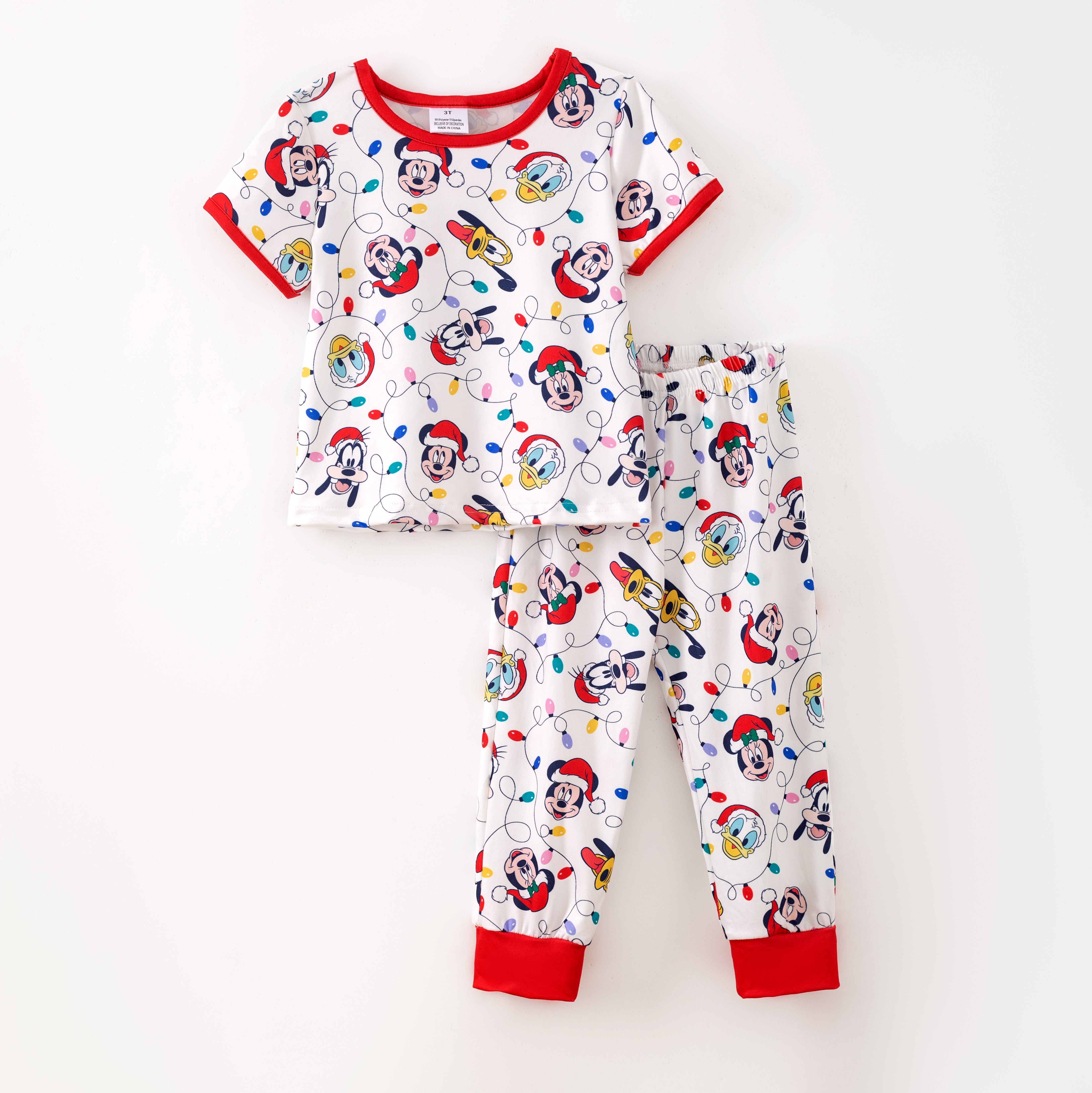 （Pre Order,Prepack Zone）Girls Christmas Cartoon Print Dress&Pajamas