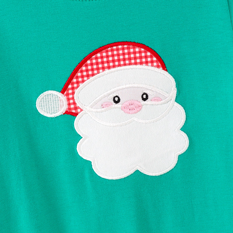 （In Stock）Toddler Boys Christmas Santa Claus Applique Cotton Romper