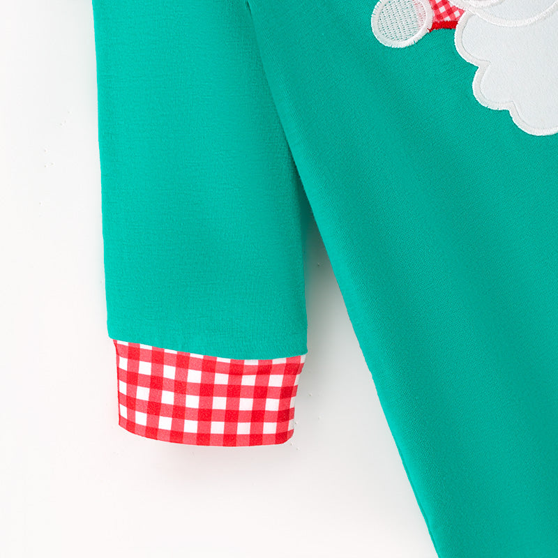 （In Stock）Toddler Boys Christmas Santa Claus Applique Cotton Romper