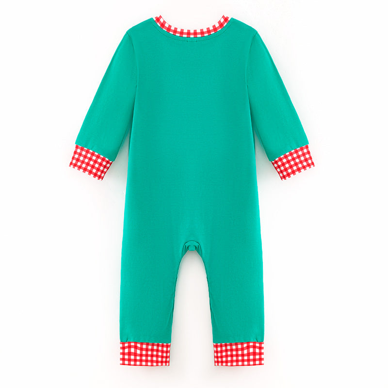 （In Stock）Toddler Boys Christmas Santa Claus Applique Cotton Romper