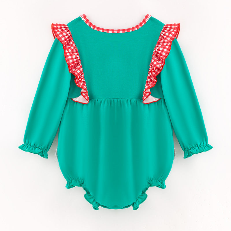 （In Stock）Toddler Girls Christmas Santa Claus Applique Cotton Romper