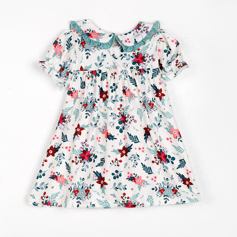 （In Stock L34-1-2）Girls Christmas Print Dress