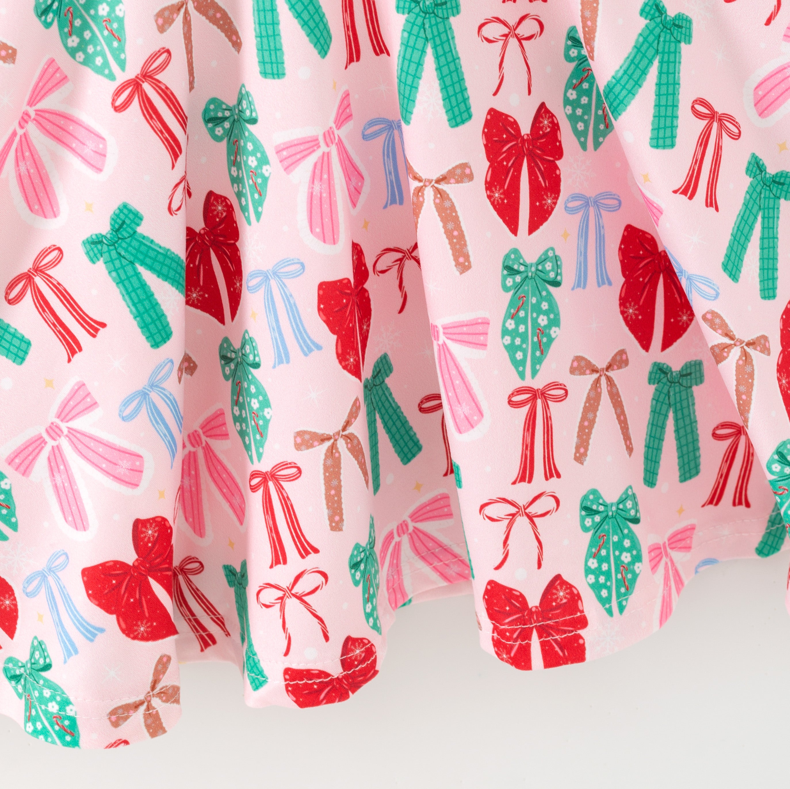 （Pre Order,Prepack Zone）Girls Christmas Bow Print Dress,Set&Top