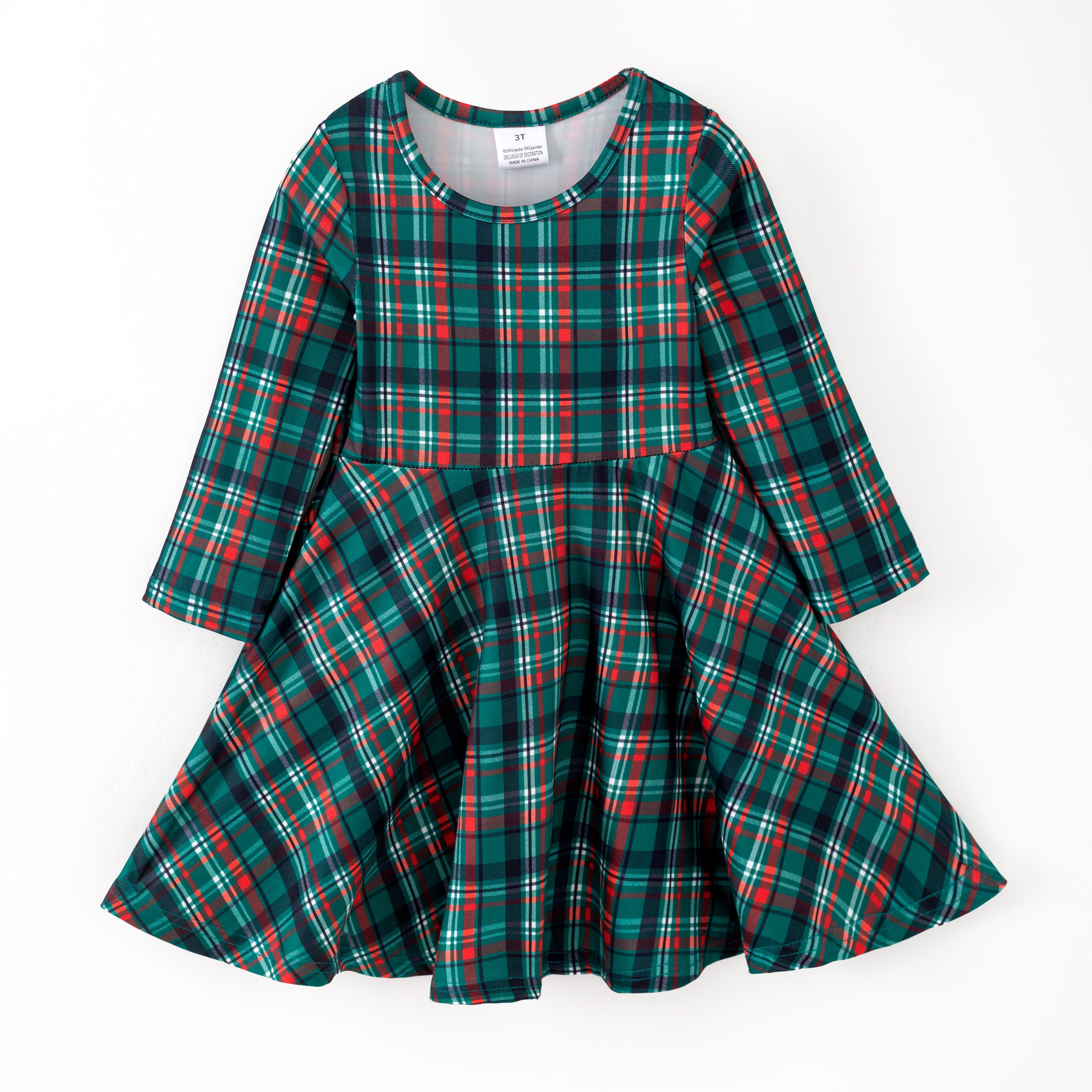 （Pre Order,Prepack Zone）Family Christmas Plaid Print Dress,Set&Top