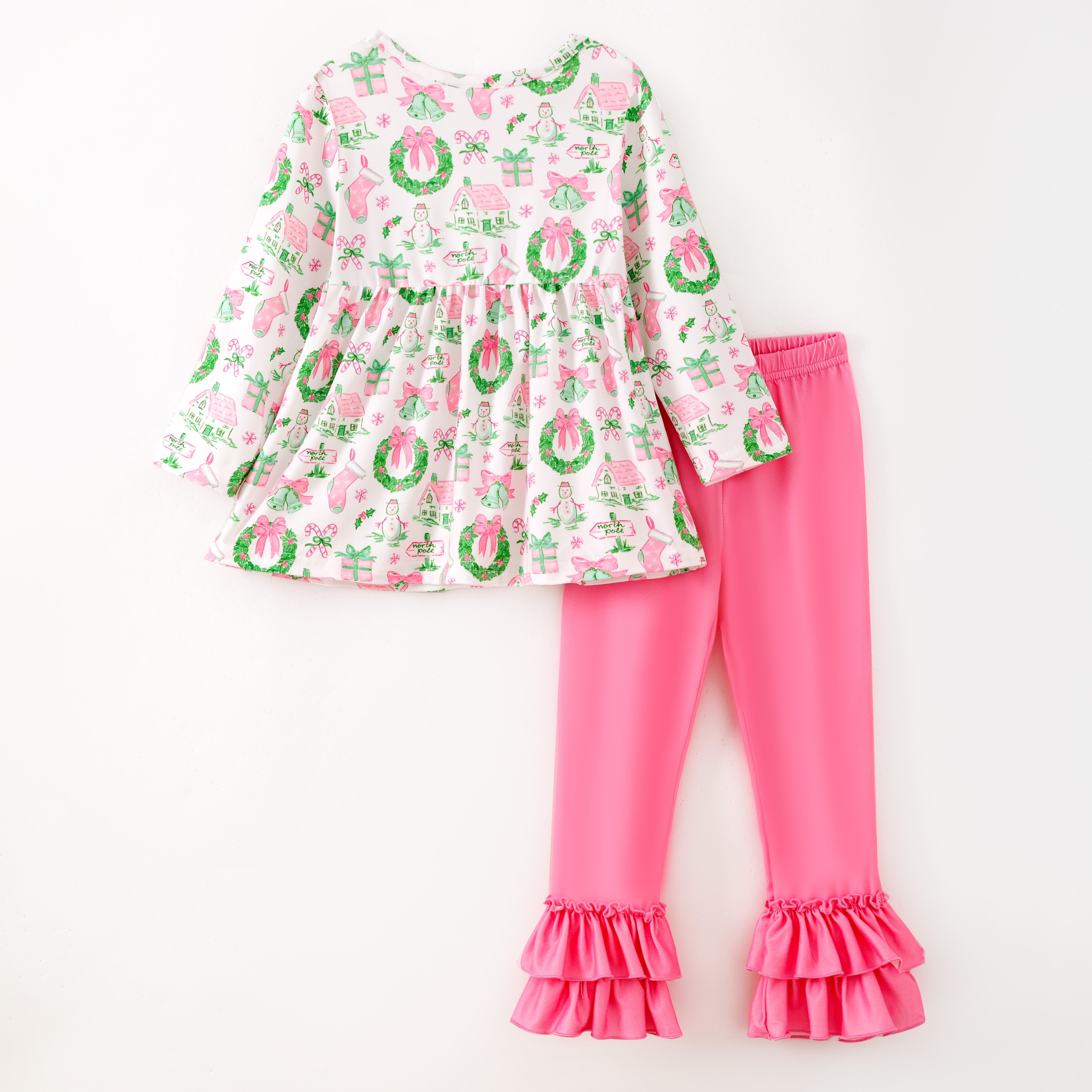 （Pre Order,Prepack Zone）Girls Christmas Print Dress&Set