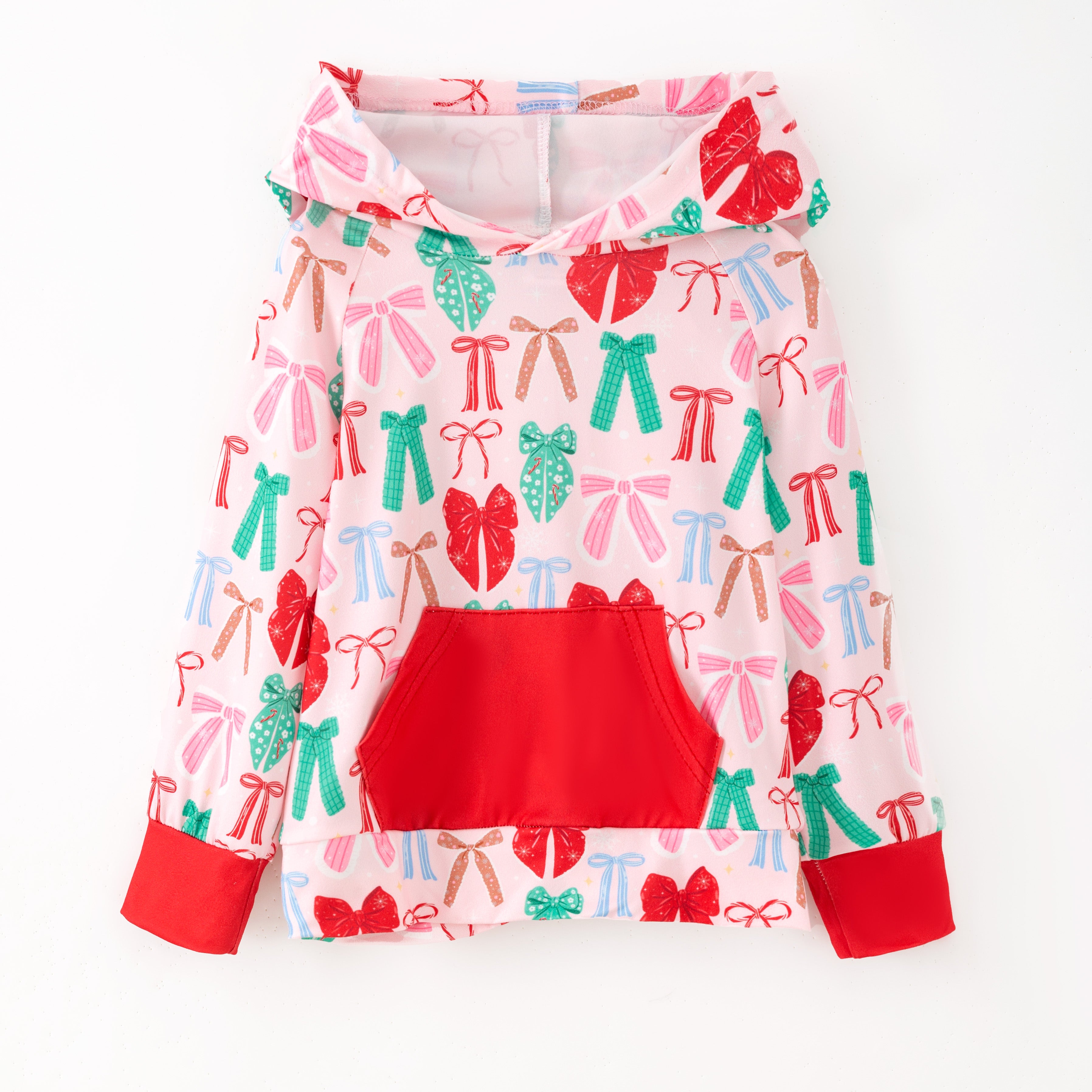 （Pre Order,Prepack Zone）Girls Christmas Bow Print Dress,Set&Top