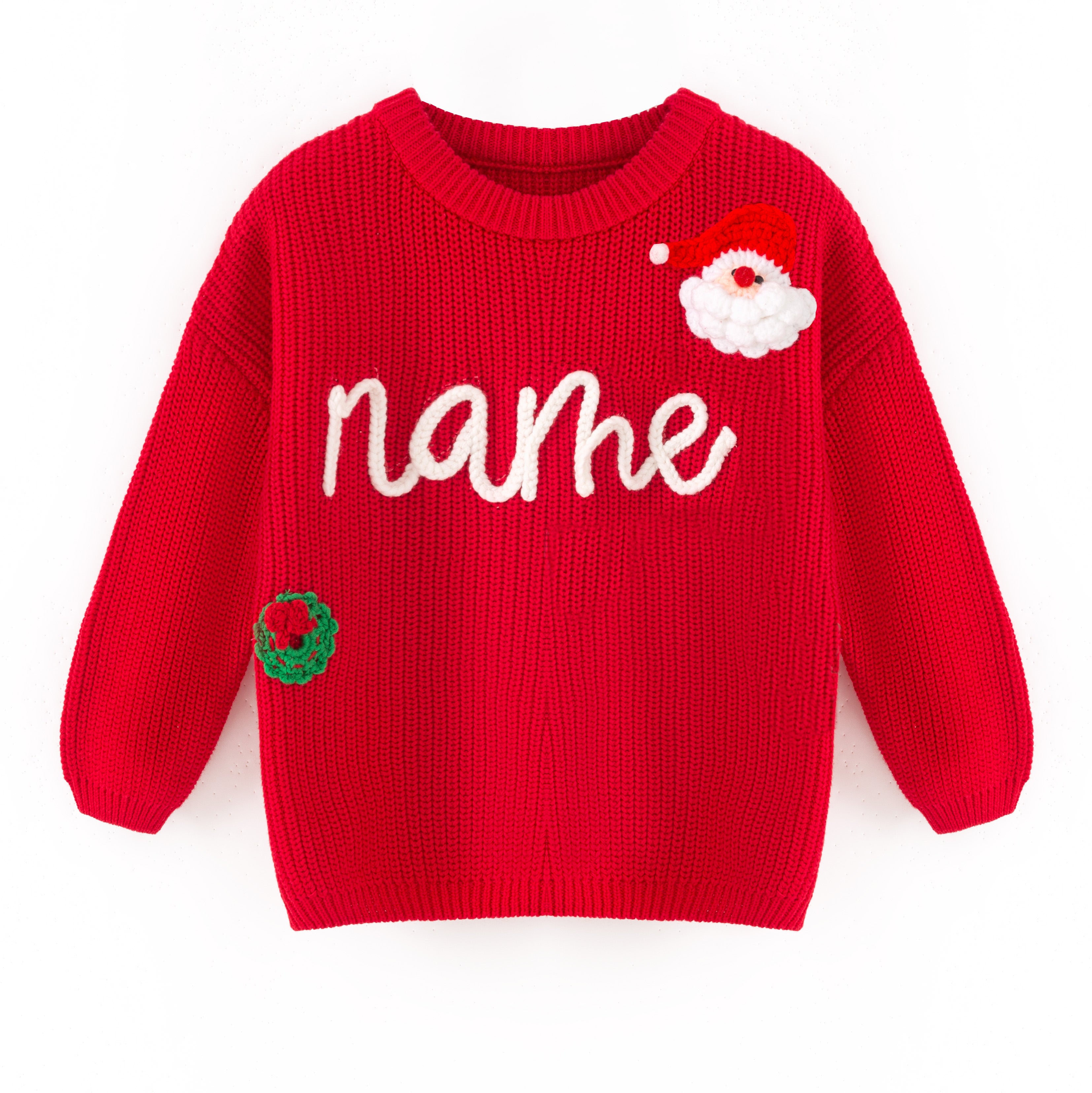 （In Stock+Pre Order）Girls Fall&Winter Red Solid Color Custom Embroidery Sweater