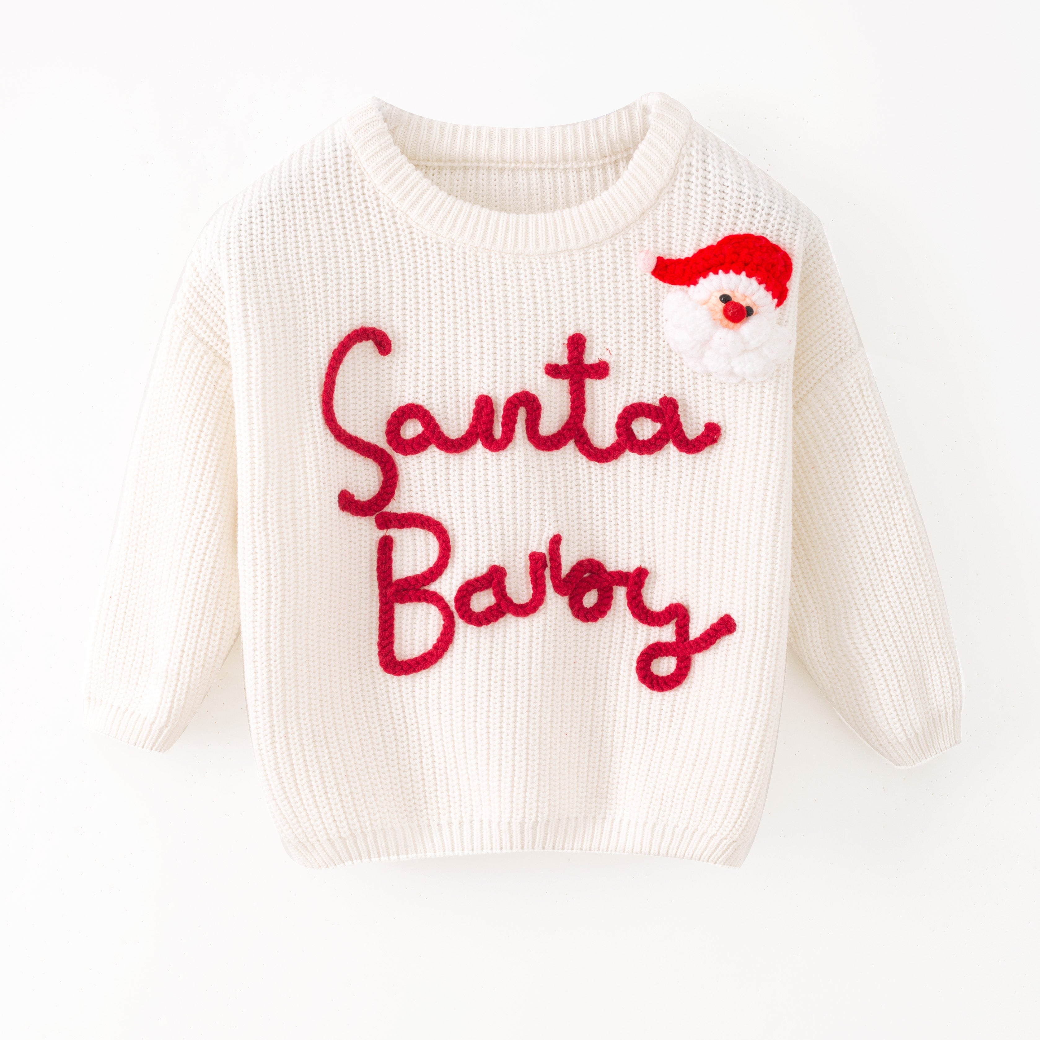 （In Stock+Pre Order）Girls Fall&Winter White Solid Color Custom Embroidery Sweater