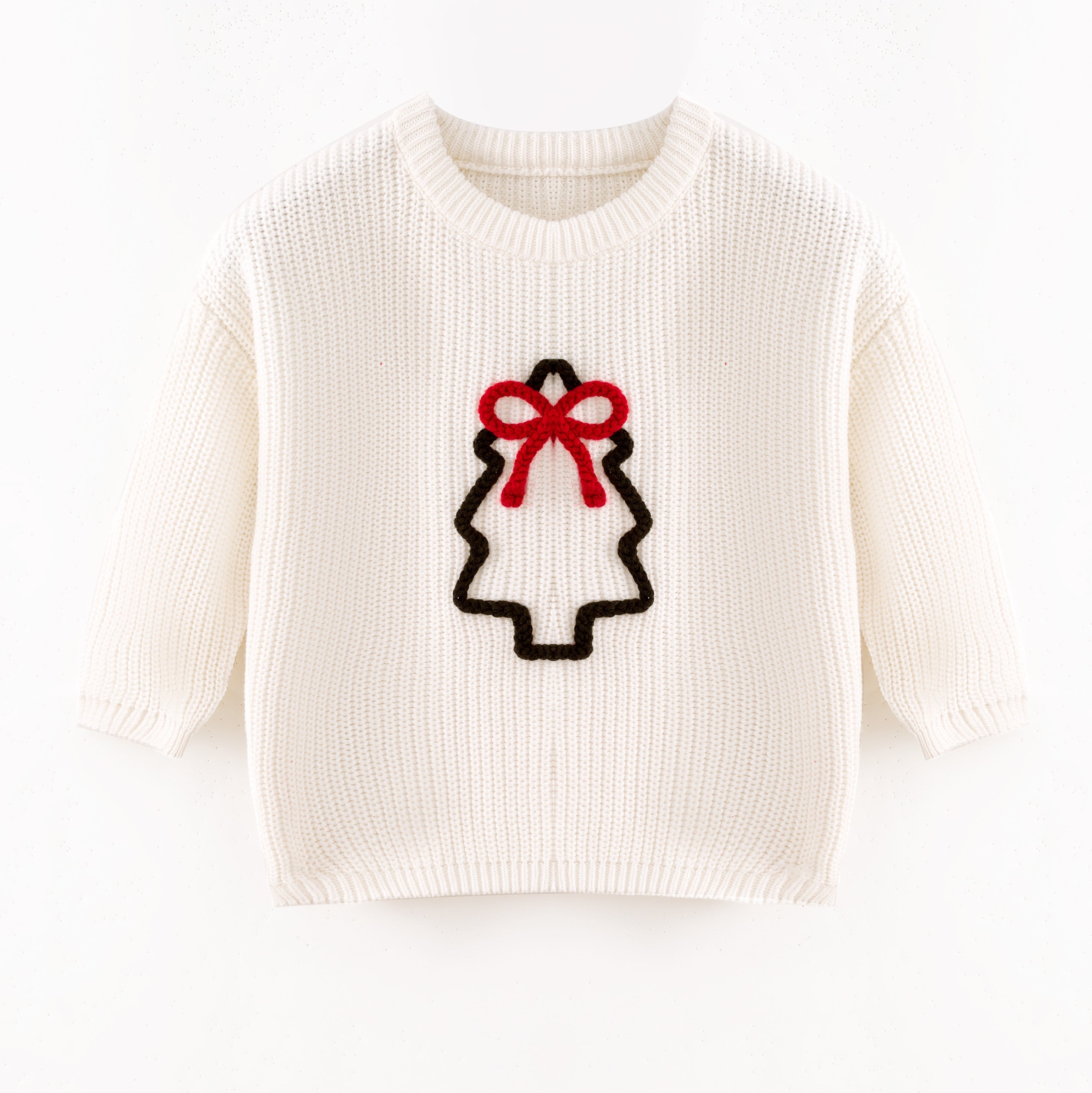 （In Stock+Pre Order）Girls Fall&Winter White Solid Color Custom Embroidery Sweater