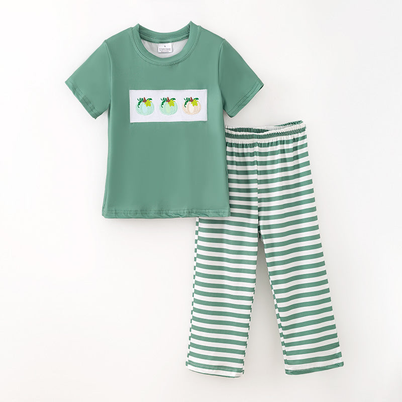 （In Stock）Boys Fall&Winter Pumpkin Applique Outfit Set