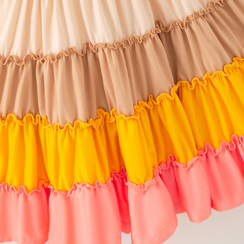 （In Stock）Mommy and Me Thanksgiving Color Matching Smocked Dress