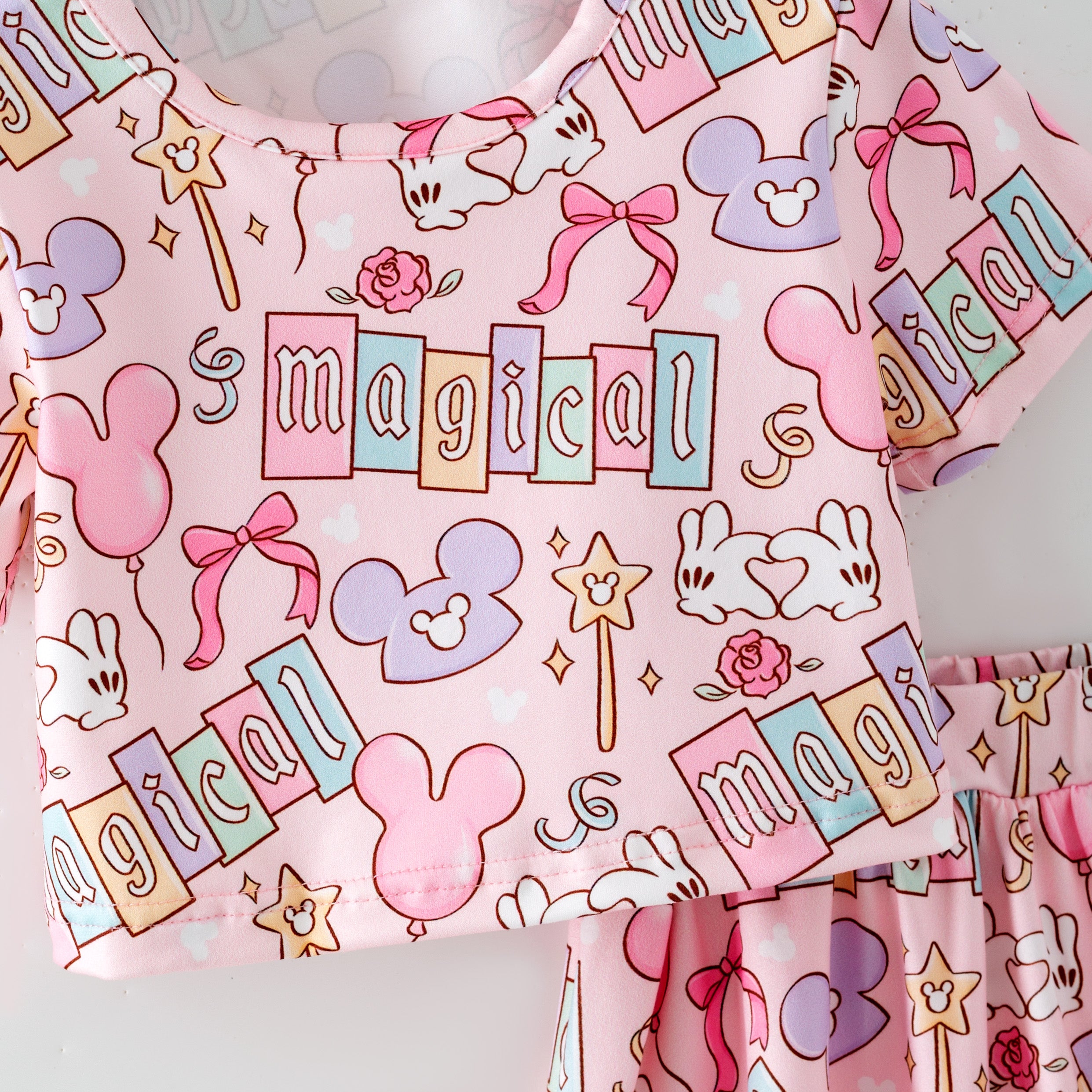 （Pre Order,Prepack Zone）Girls Spring&Summer Cartoon Print Dress,Skort Set（Mix Size）