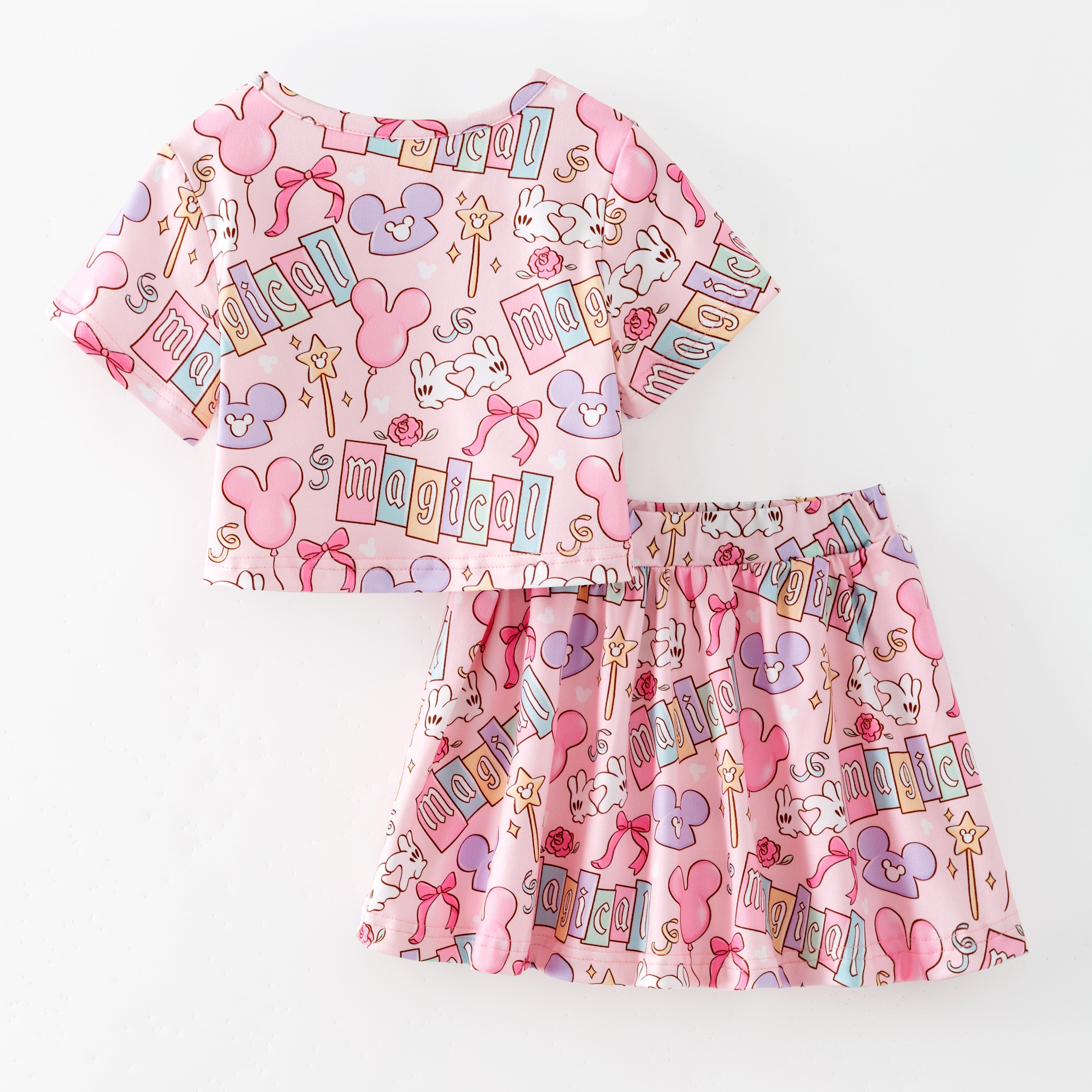 （Pre Order,Prepack Zone）Girls Spring&Summer Cartoon Print Dress,Skort Set（Mix Size）