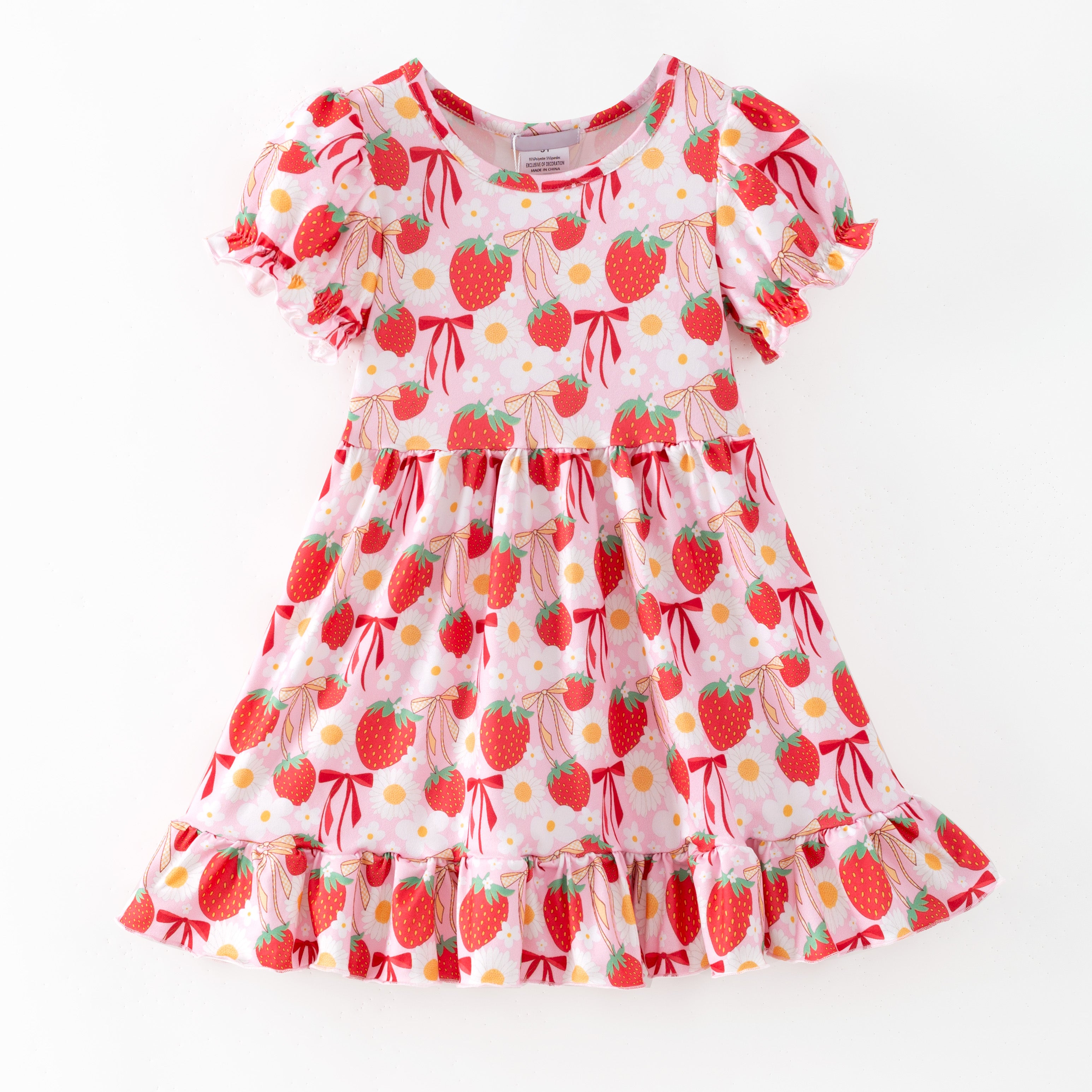 （Pre Order,Prepack Zone）Girls Spring&Summer Strawberry Print Dress（Mix Size）