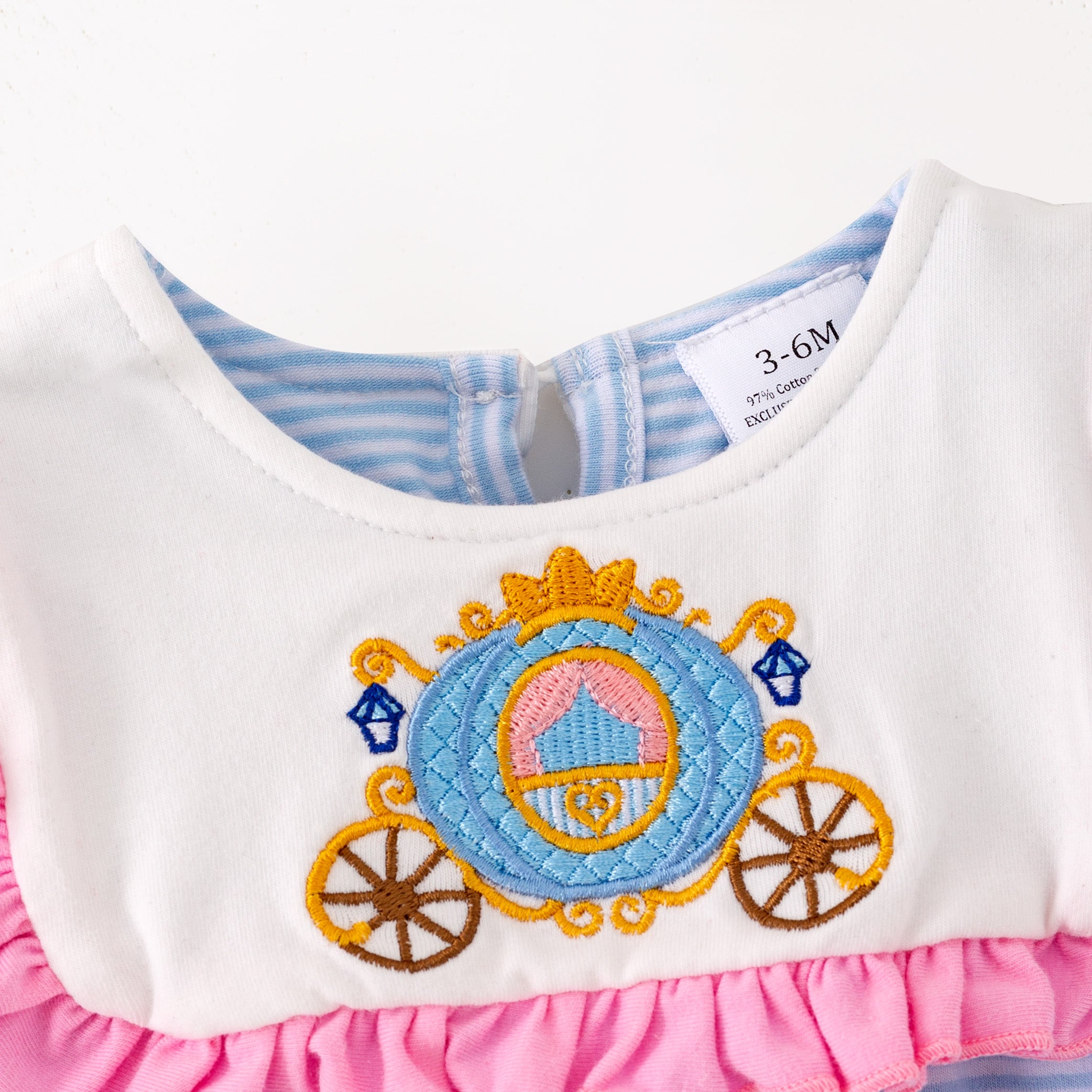 （In Stock）Toddler Girls Fall&Winter Princess Embroidery Doll Collar Cotton Romper