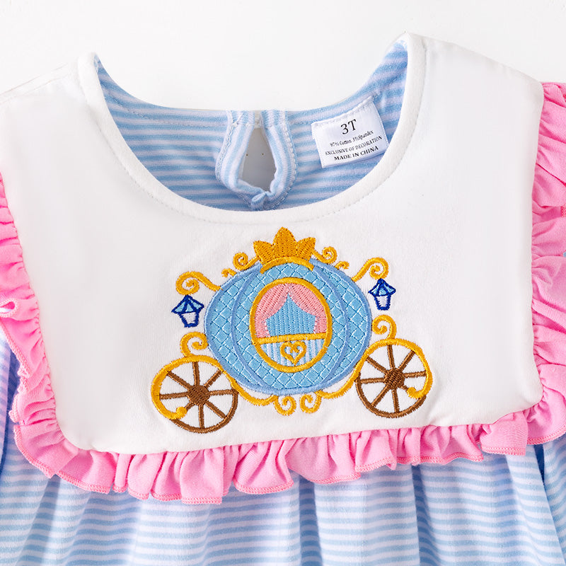 （In Stock）Girls Fall&Winter Princess Embroidery Doll Collar Cotton Outfit Set