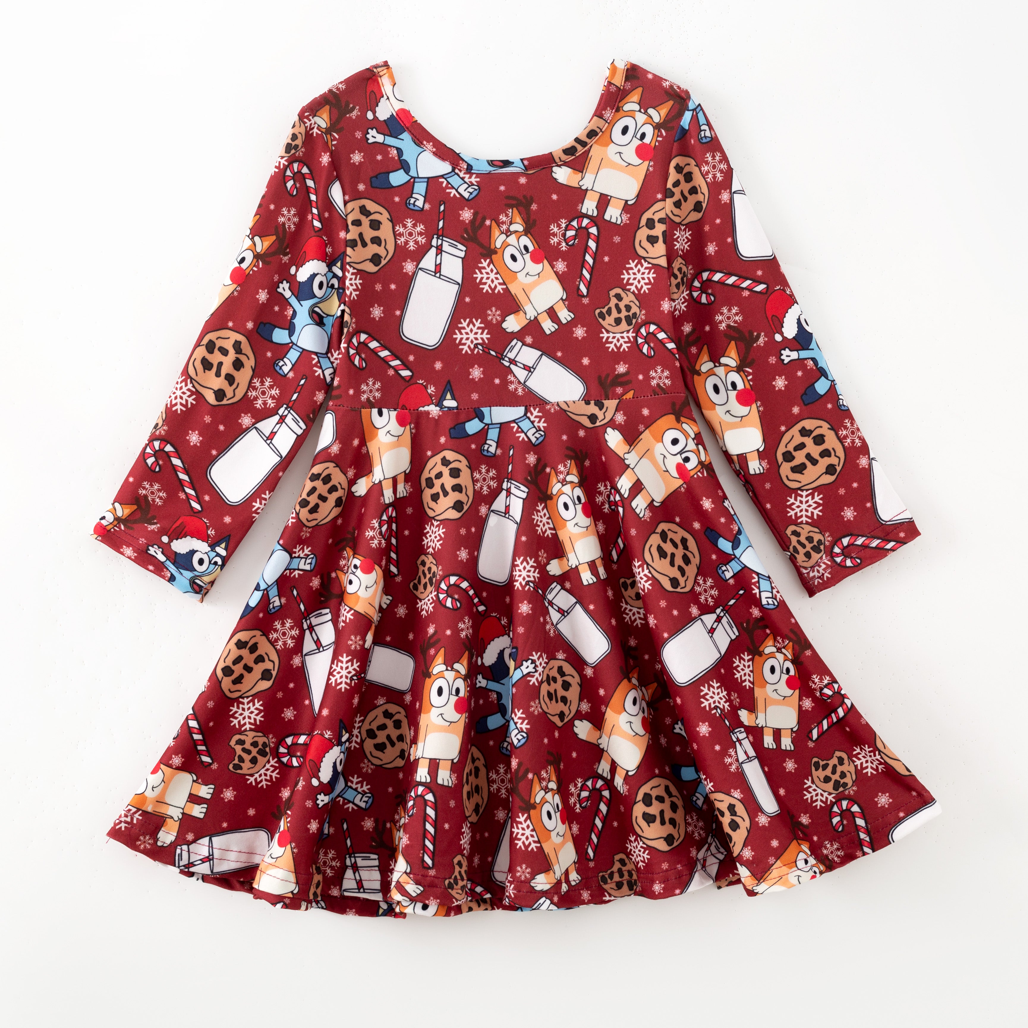 （Pre Order,Prepack Zone）Girls Fall Blue Dog Print Dress