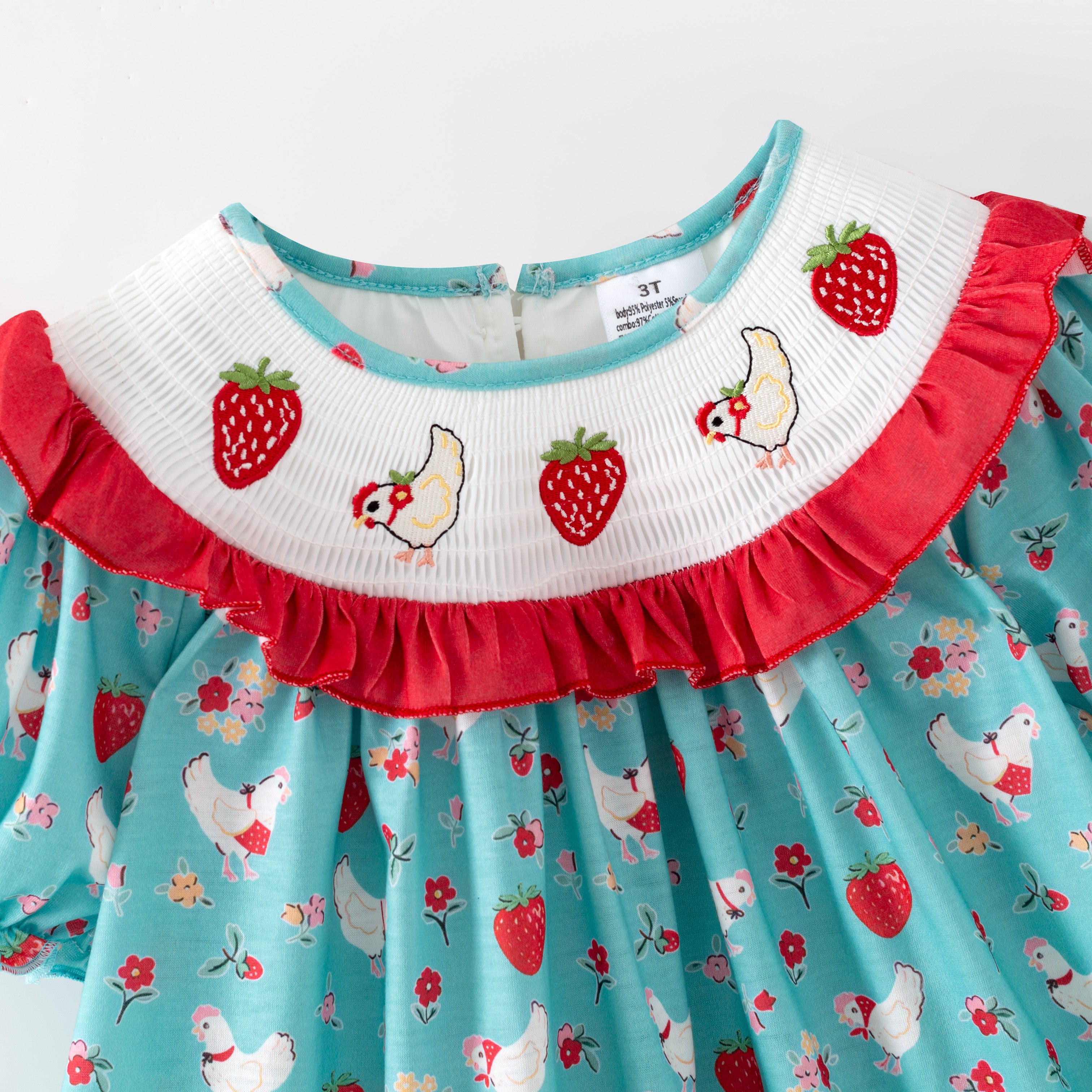 （Pre Order,Prepack Zone）Family Strawberry Embroidery Dress&Romper（Mix Size）