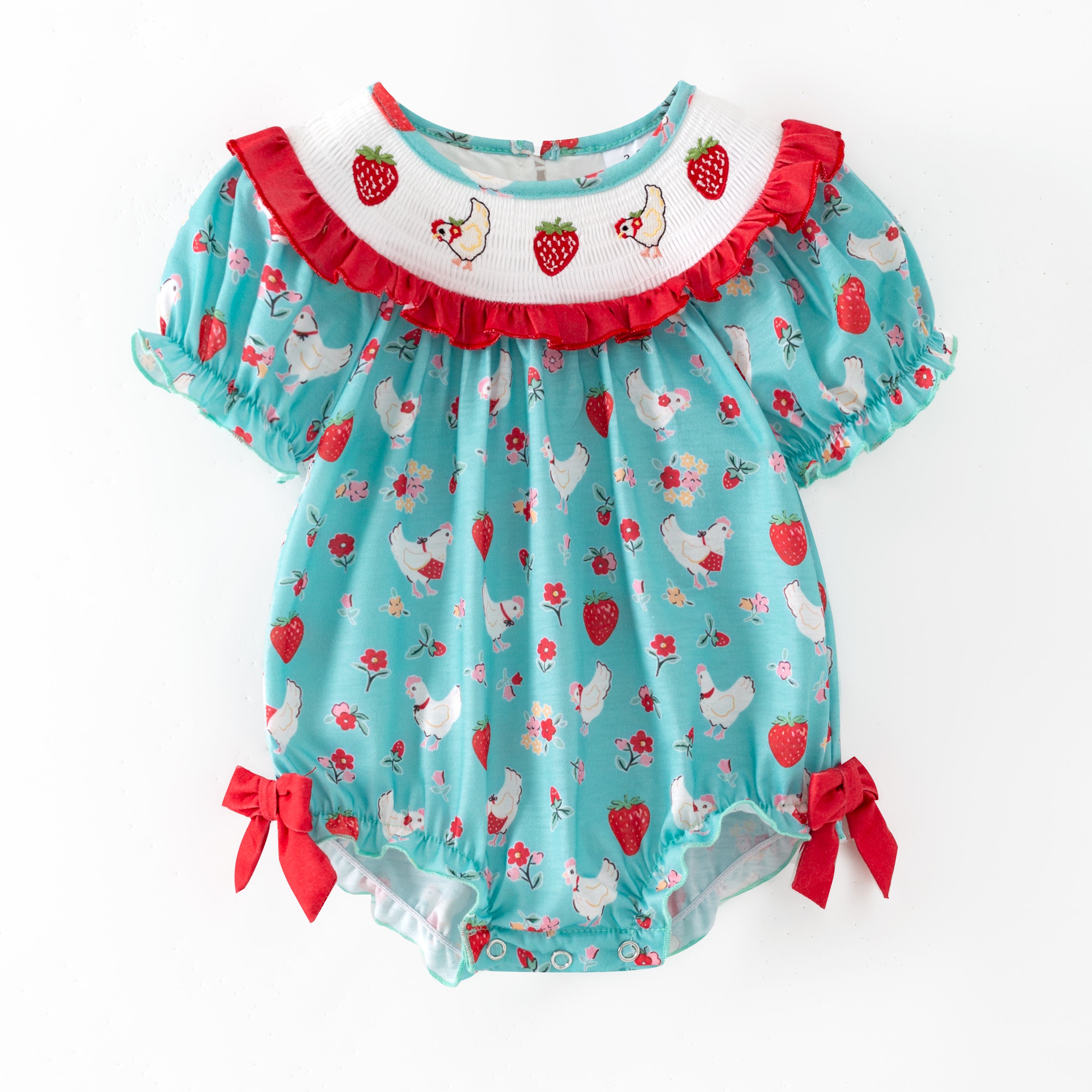 （Pre Order,Prepack Zone）Family Strawberry Embroidery Dress&Romper（Mix Size）