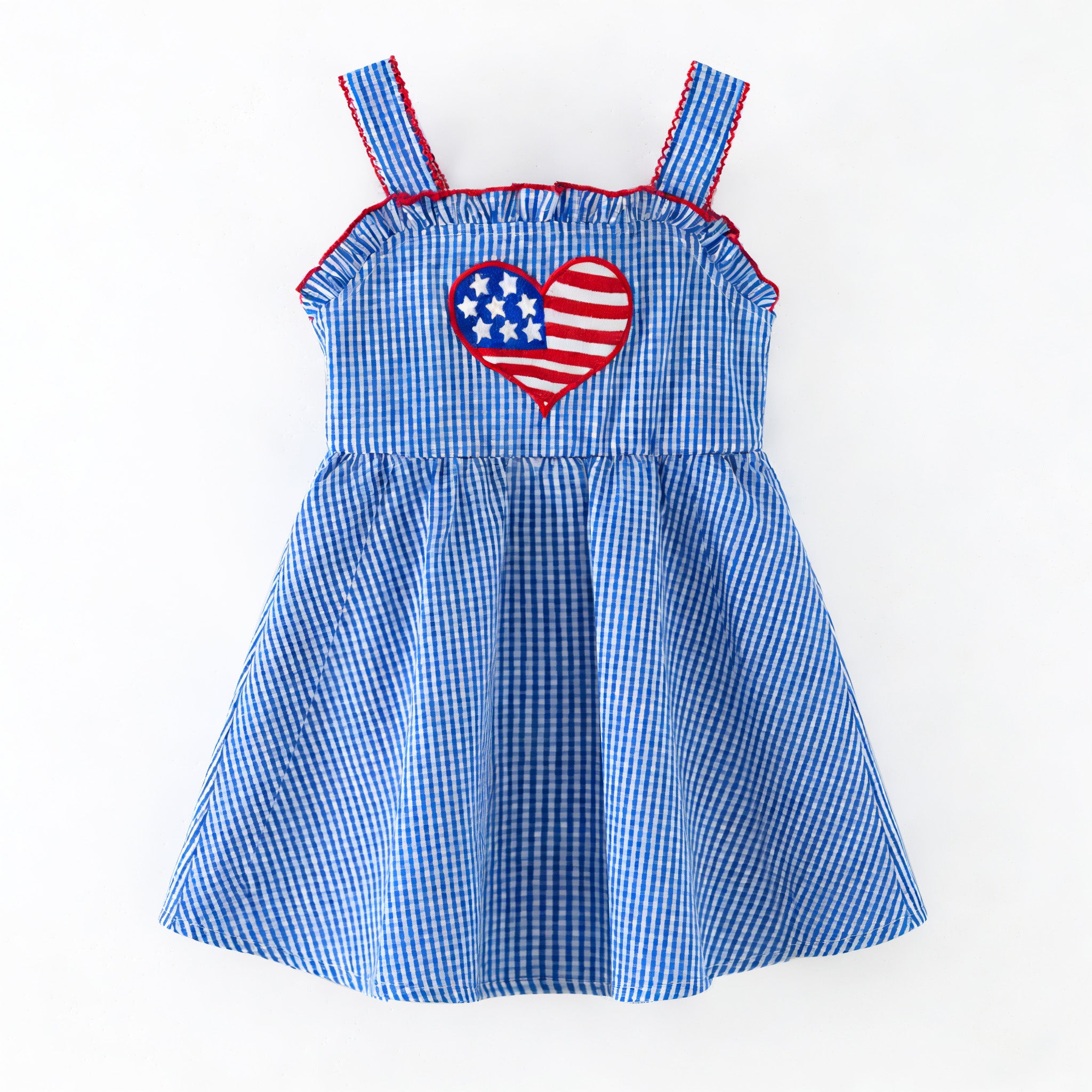 （In Stock）Sisters Patriotic Applique Cotton Dress&Bloomer Set