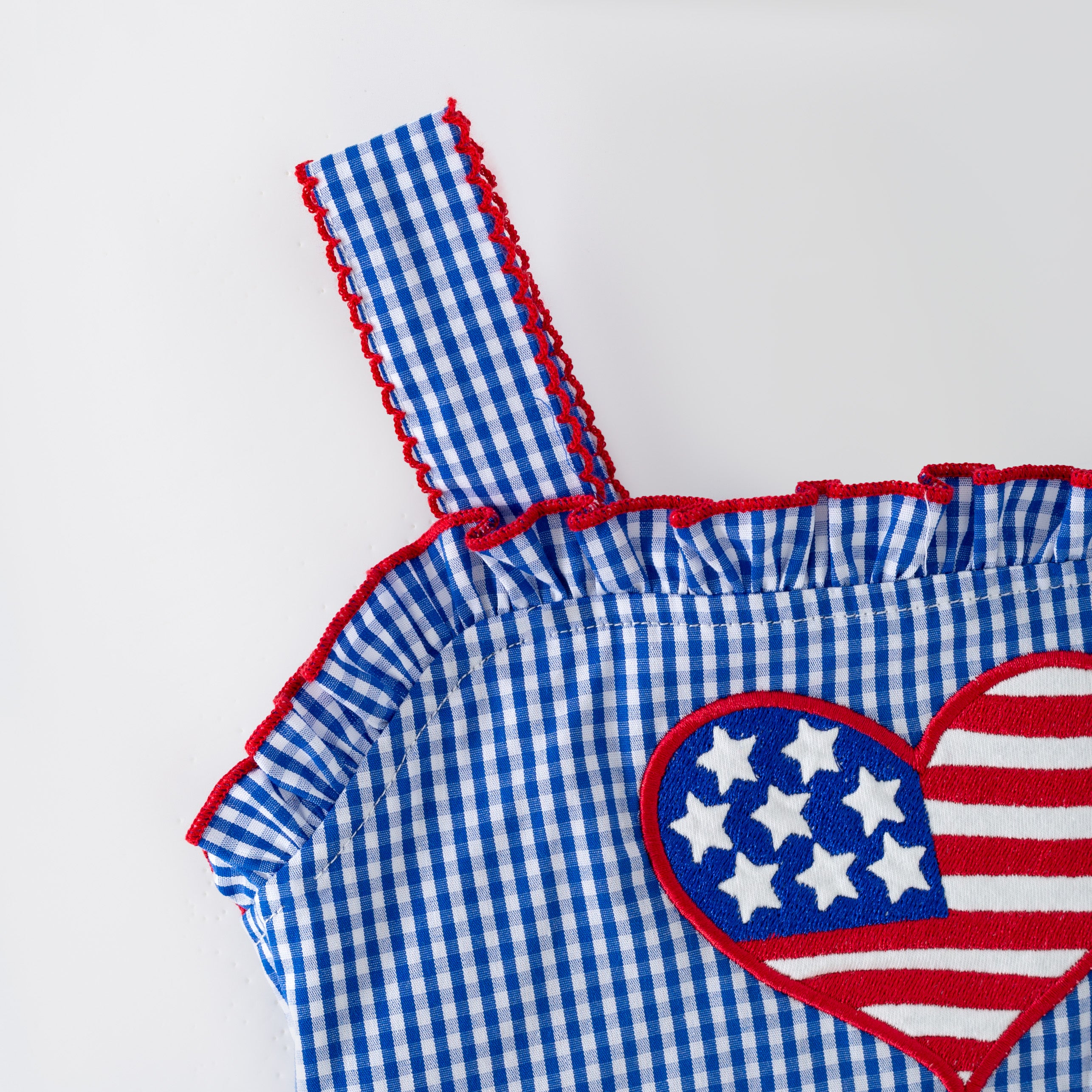 （In Stock）Sisters Patriotic Applique Cotton Dress&Bloomer Set