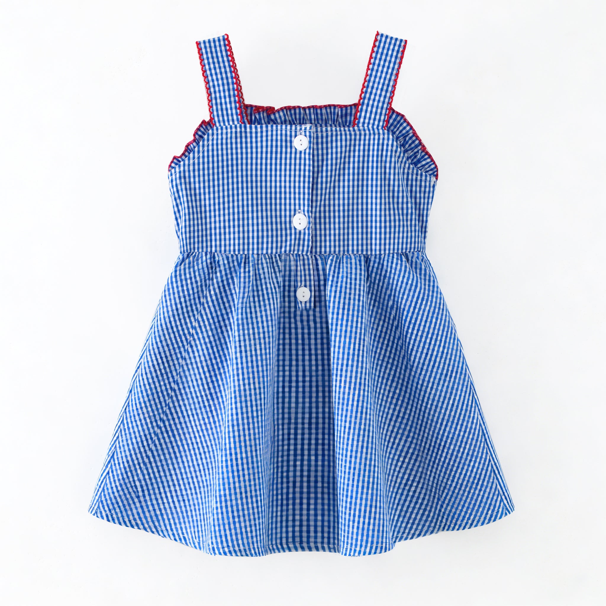 （In Stock）Sisters Patriotic Applique Cotton Dress&Bloomer Set