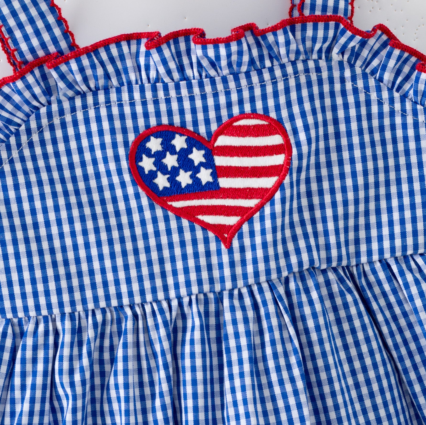 （In Stock）Sisters Patriotic Applique Cotton Dress&Bloomer Set