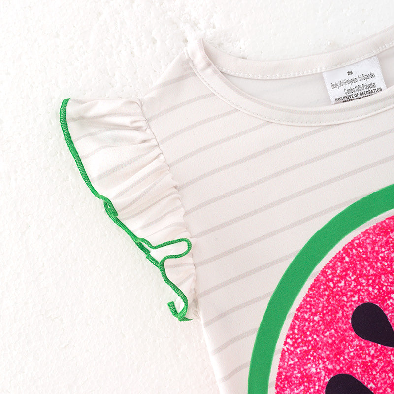 （In Stock）Girls Spring and Summer Watermelon Print Tulle Dress