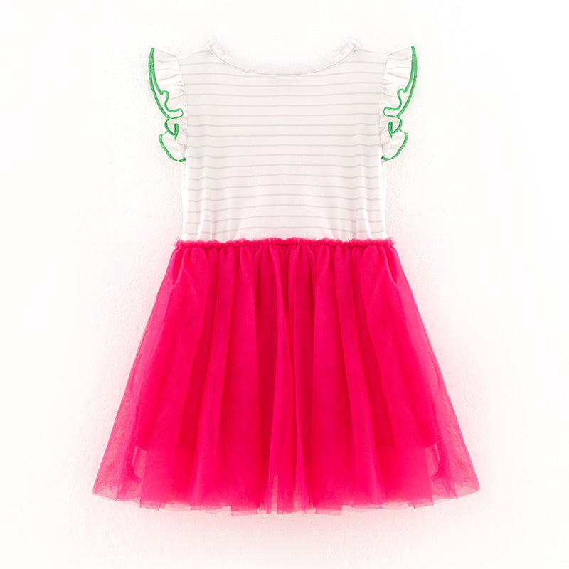 （In Stock）Girls Spring and Summer Watermelon Print Tulle Dress