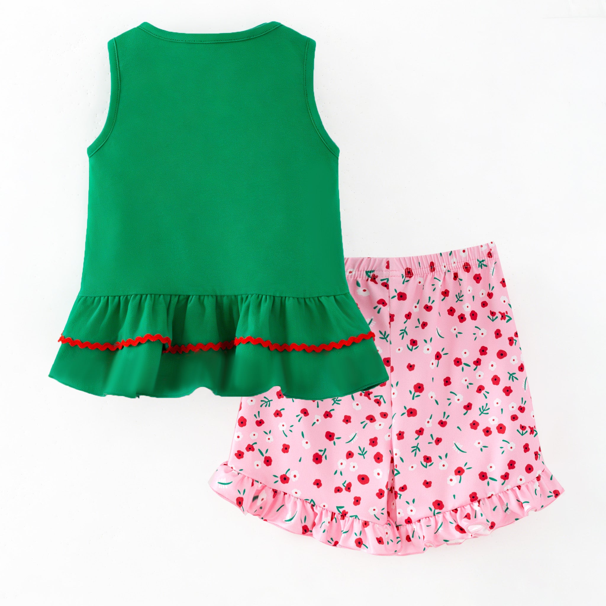 （In Stock）Girls Back To School Apple&Pencil Applique Shorts Set