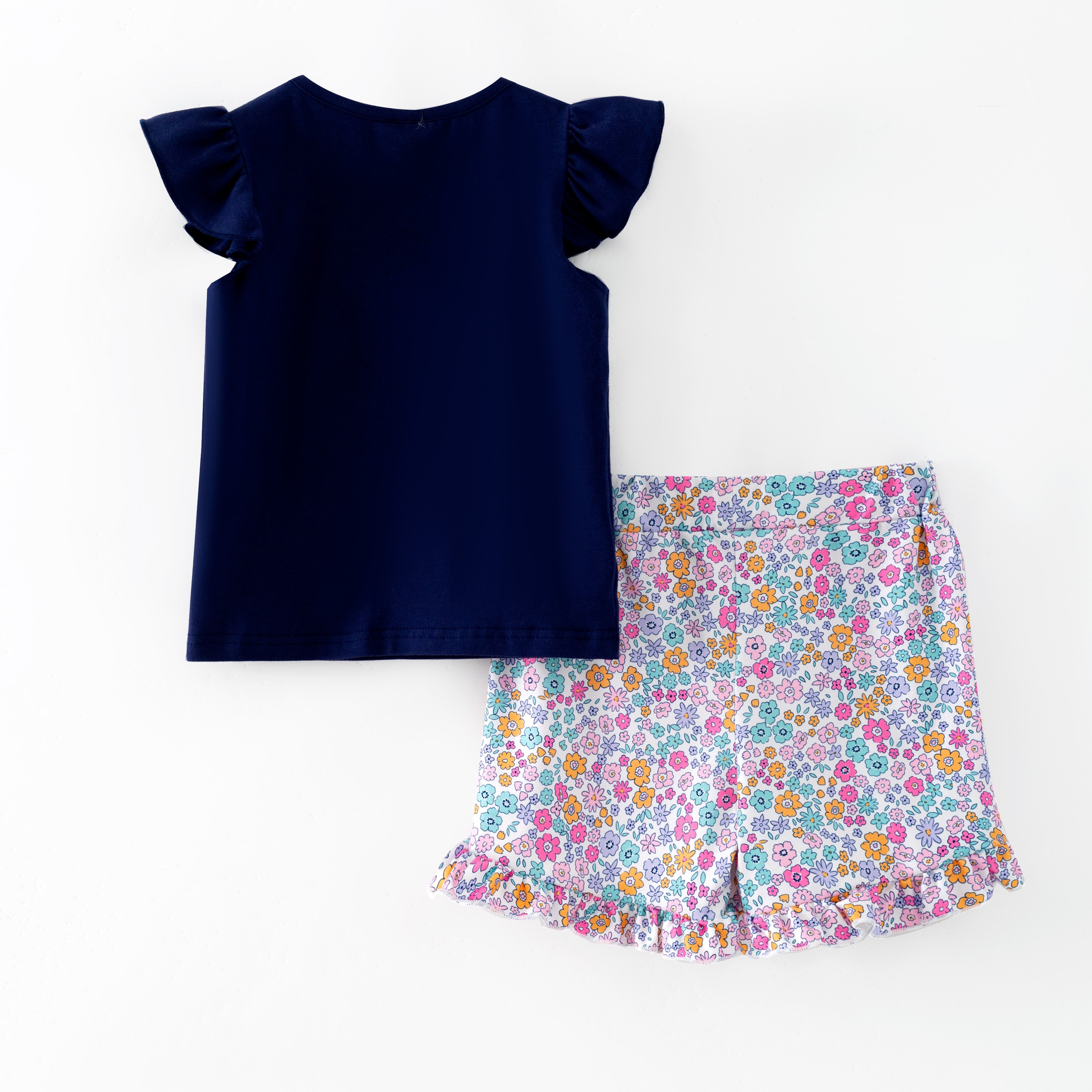（In Stock）Girls Back To School Apple Applique Shorts Set