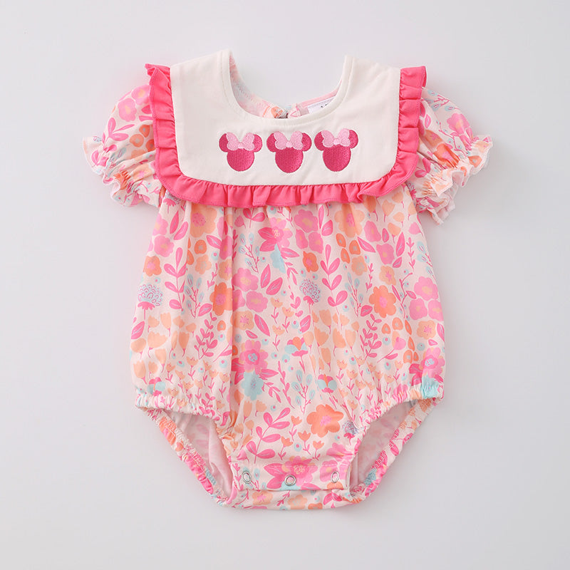 （In Stock G29-2-3）Baby Girls Spring Cartoon Embroidery Romper