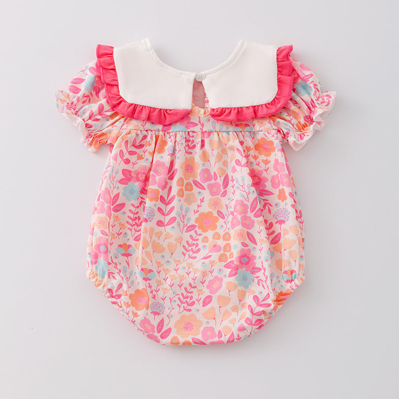 （In Stock G29-2-3）Baby Girls Spring Cartoon Embroidery Romper