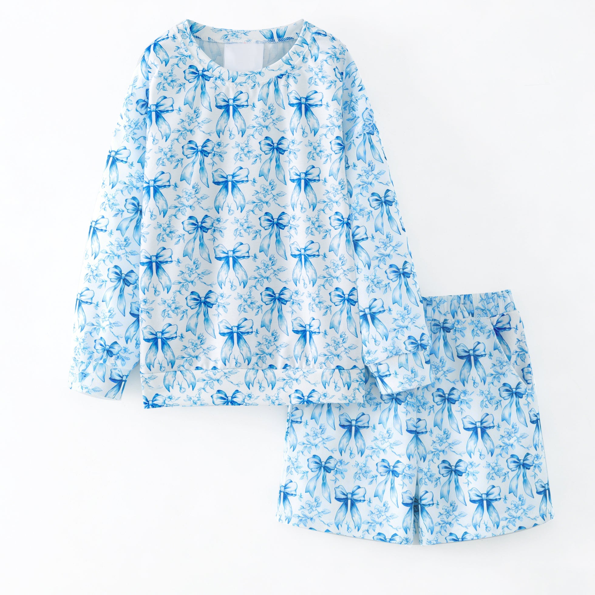 （Pre Order,Prepack Zone）Girls Spring&Summer Bow Print Shorts Set（Mix Size）