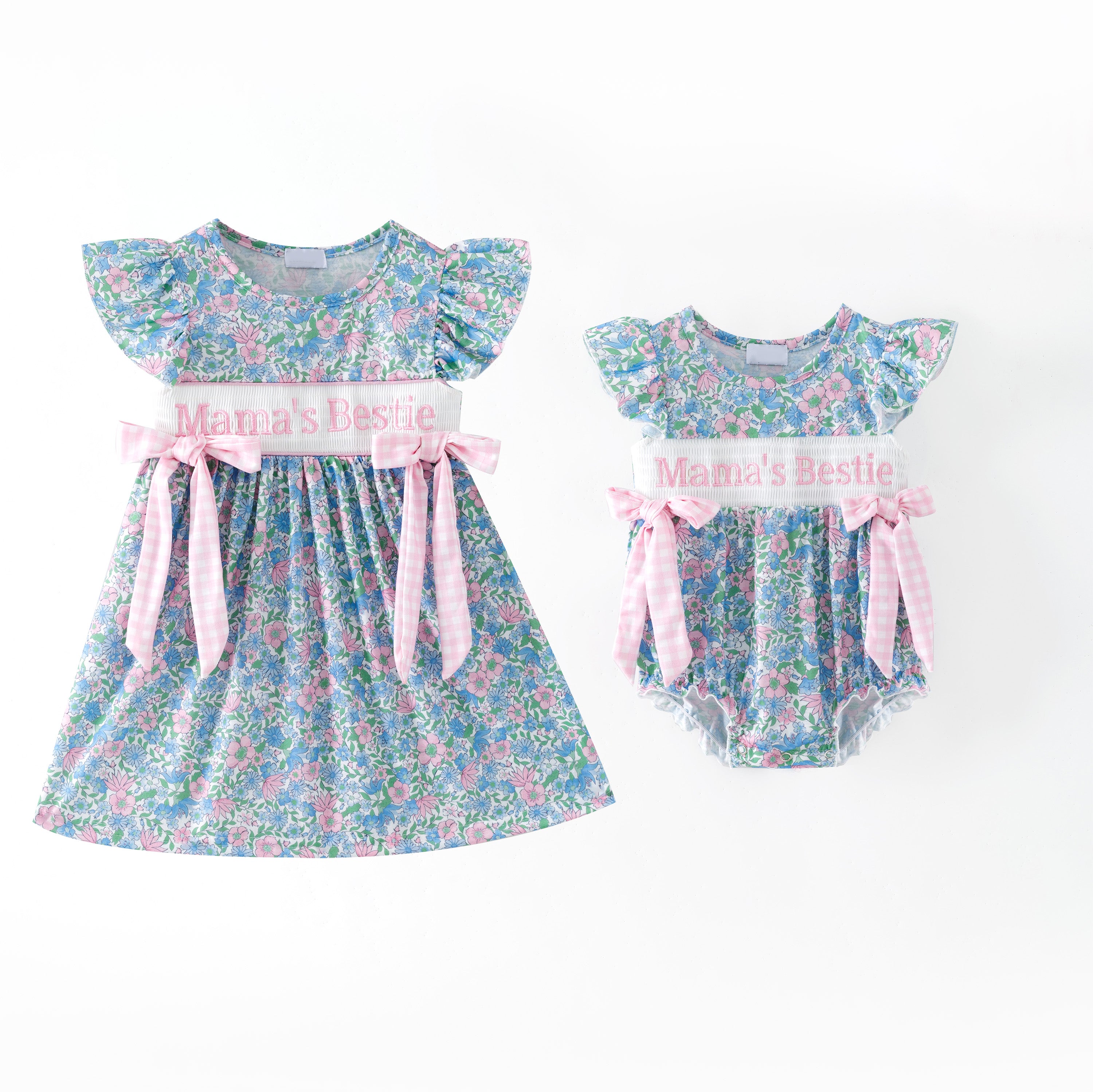 （Pre Order,Prepack Zone）Family MAMA'S BESTIE Embroidery Dress&Romper（Mix Size）