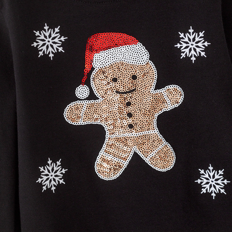 （In Stock）Girls Christmas Gingerbread Sequin Skirt Set