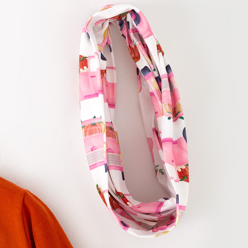 （In Stock）Girls Thanksgiving Pumpkin Print Outfit Set with Scarf