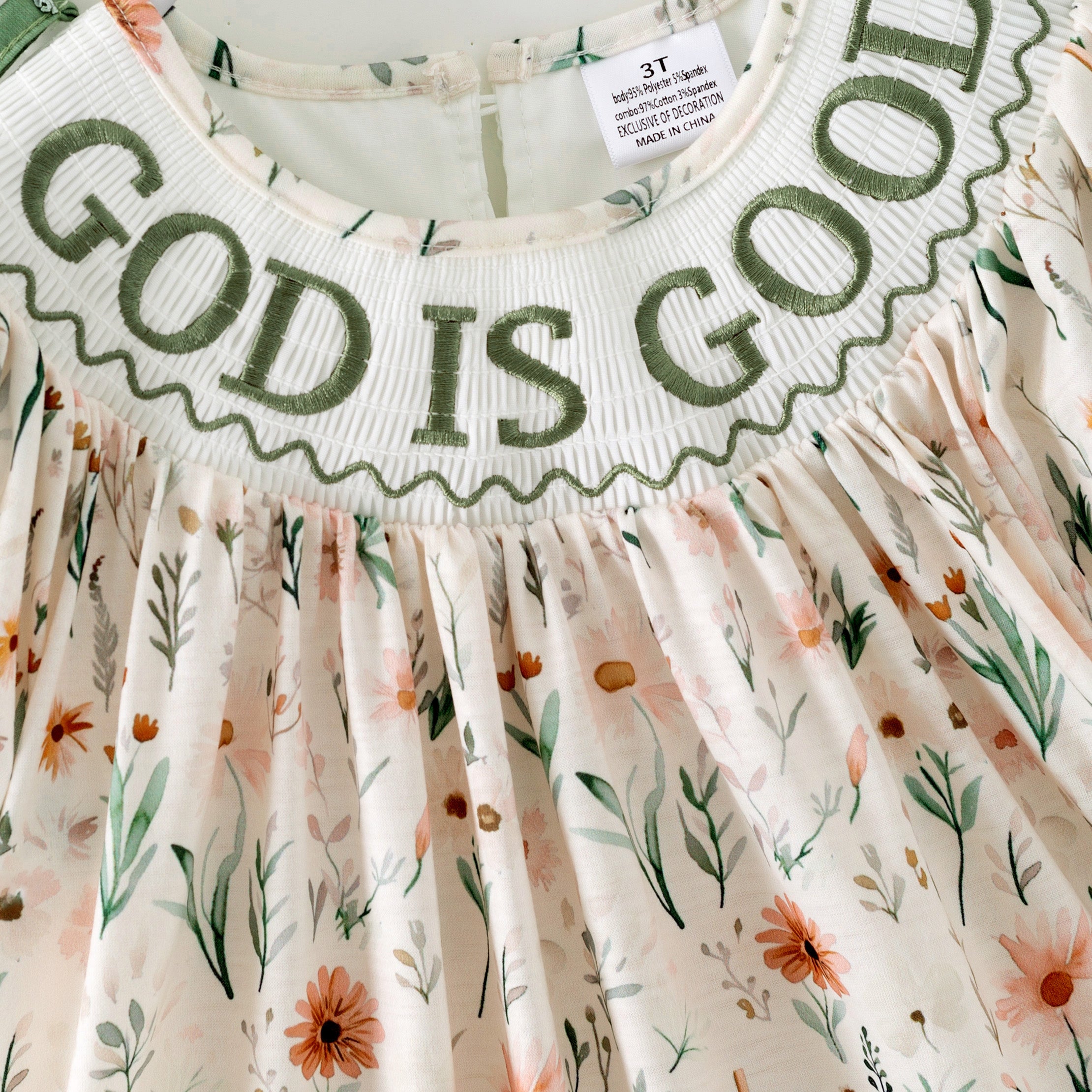 （Pre Order,Prepack Zone）Family GOD IS GOOD Embroidery Dress,Set&Romper（Mix Size）