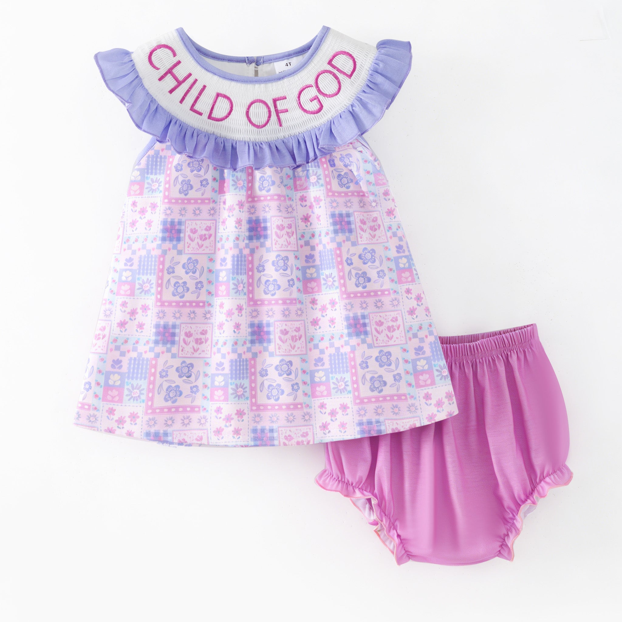 （Pre Order,Prepack Zone）Family CHILD OF GOD Embroidery Dress,Bloomer Set&Romper（Mix Size）
