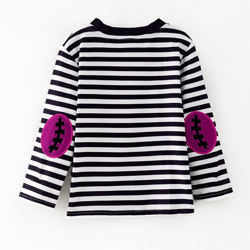 （In Stock）Boys Halloween Cartoon Applique Stripe Top