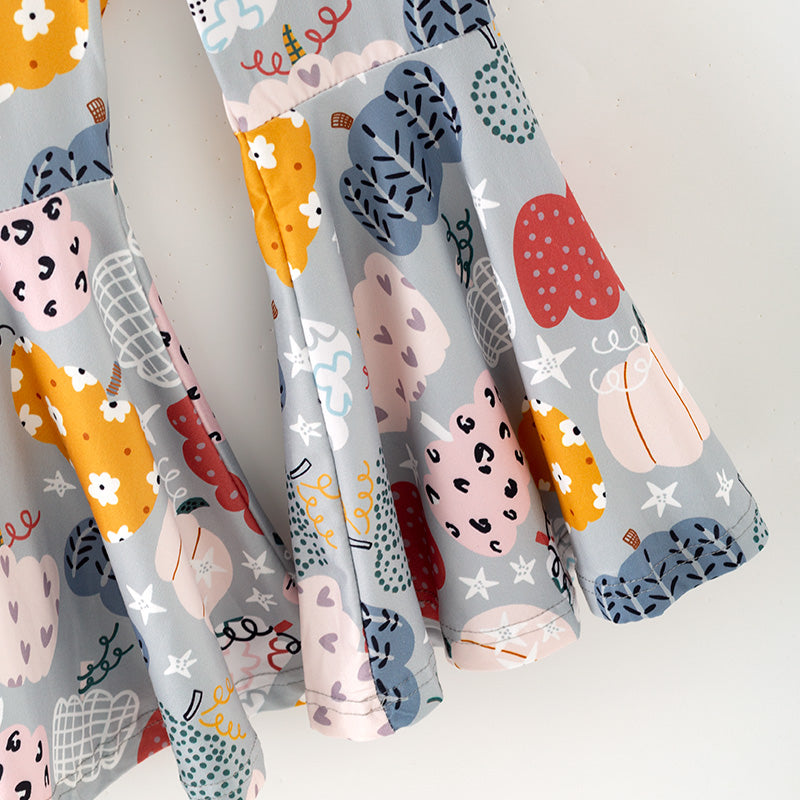（In Stock）Girls Fall&Winter Pumpkin Print Outfit Set