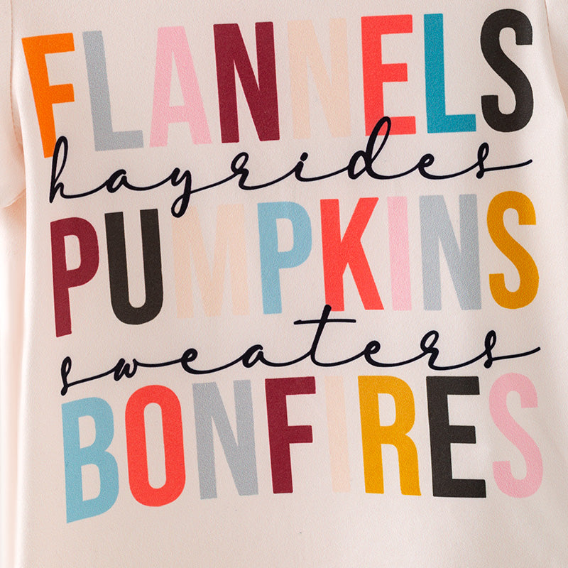 （In Stock）Girls Fall&Winter Pumpkin Print Outfit Set