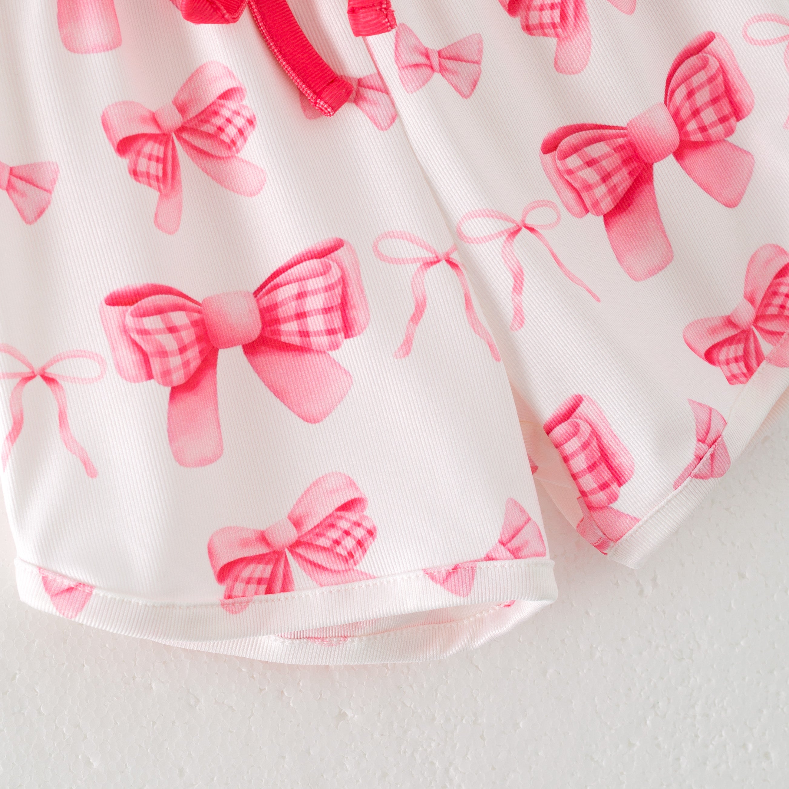 （Pre Order）Girls Spring and Summer Bow＆Puppy Print Twill Shorts Set