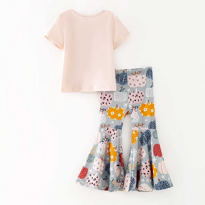 （In Stock）Girls Fall&Winter Pumpkin Print Outfit Set
