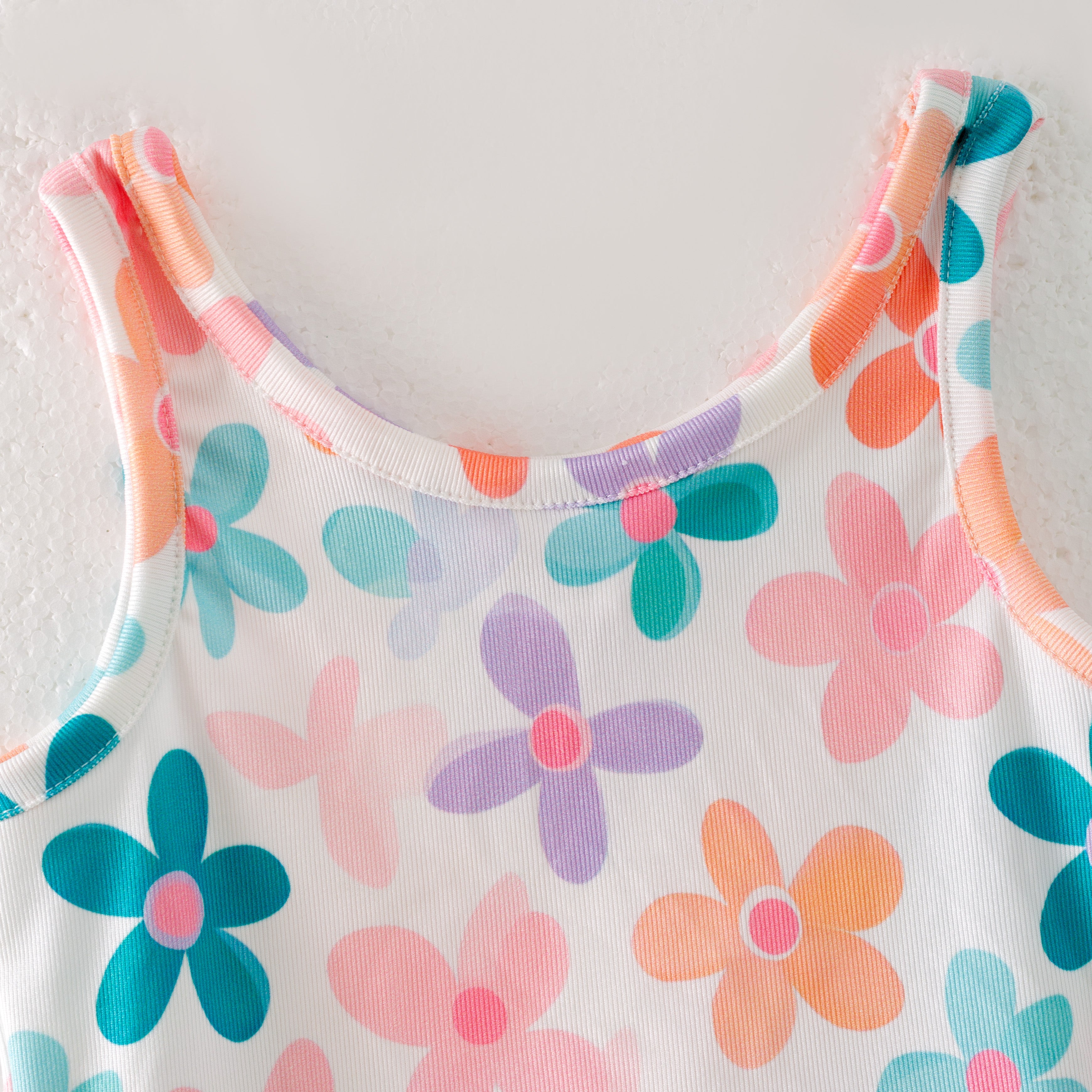 （Pre Order）Girls Spring and Summer Bow＆Floral Print Twill Outfit Set