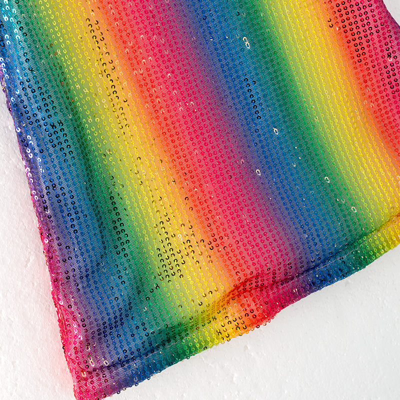 （In Stock）Girls Spring and Summer Rainbow Sequin Dress