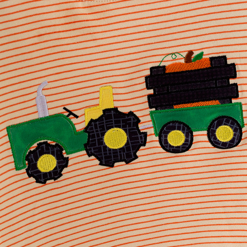 （In Stock）Boys Halloween Pumpkin Applique Cotton Top