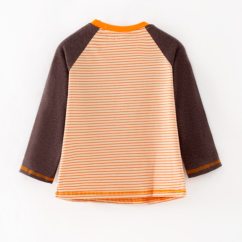 （In Stock）Boys Halloween Pumpkin Applique Cotton Top